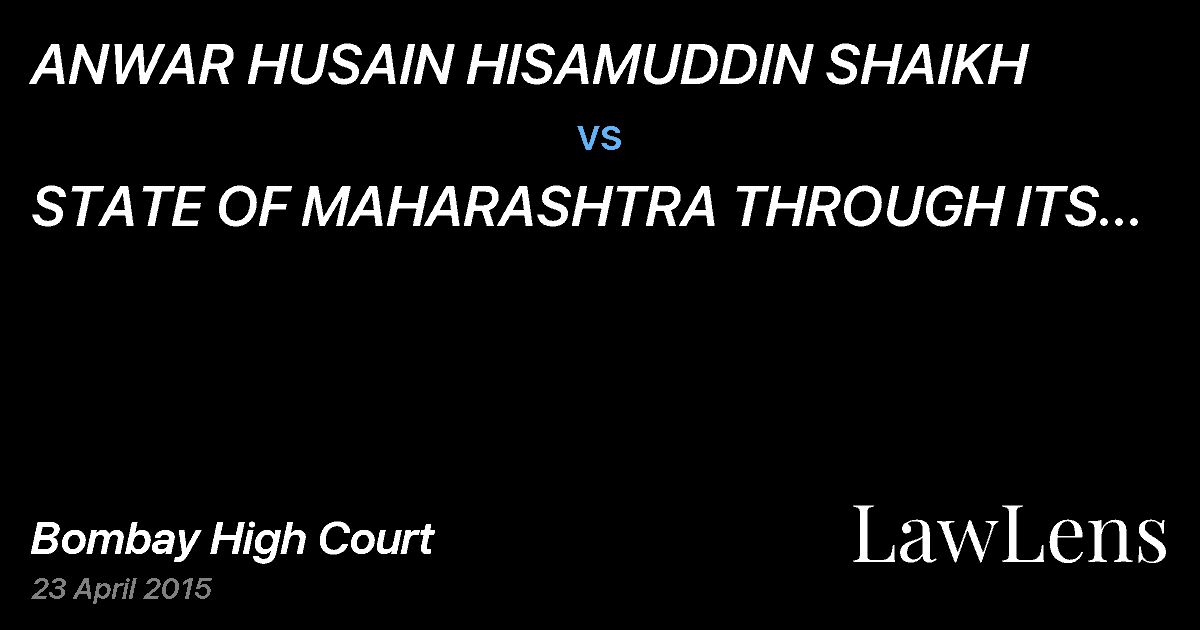 Preview image for ANWAR HUSAIN HISAMUDDIN SHAIKH vs. STATE OF MAHARASHTRA THROUGH ITS SECRETARY, TRIBAL DEVELOPMENT DEPT. AND ORS.