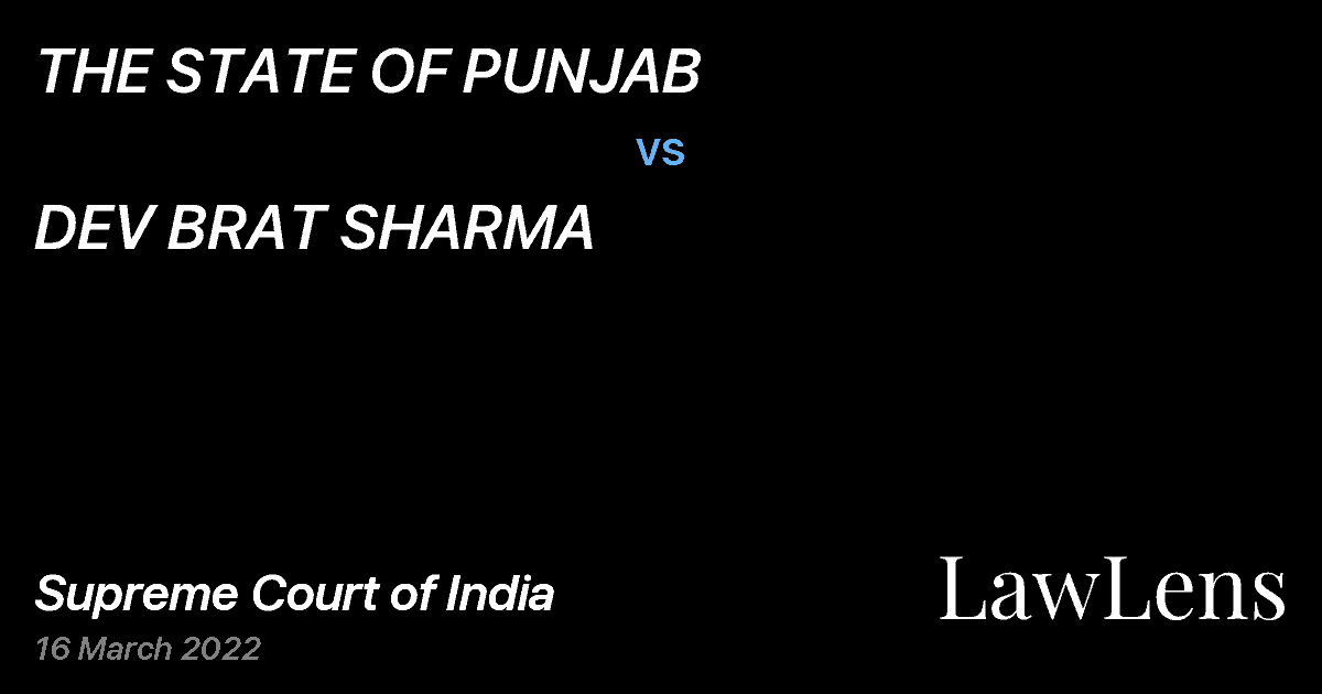 Preview image for THE STATE OF PUNJAB vs. DEV BRAT SHARMA