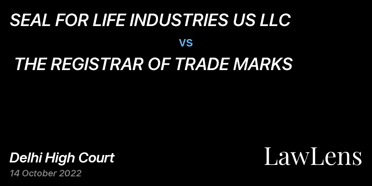 Preview image for SEAL FOR LIFE INDUSTRIES US LLC vs. THE REGISTRAR OF TRADE MARKS