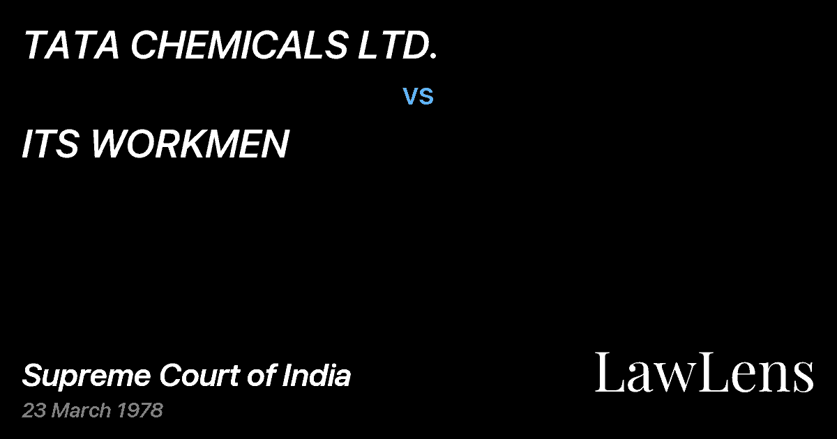 Preview image for TATA CHEMICALS LTD. vs. ITS WORKMEN