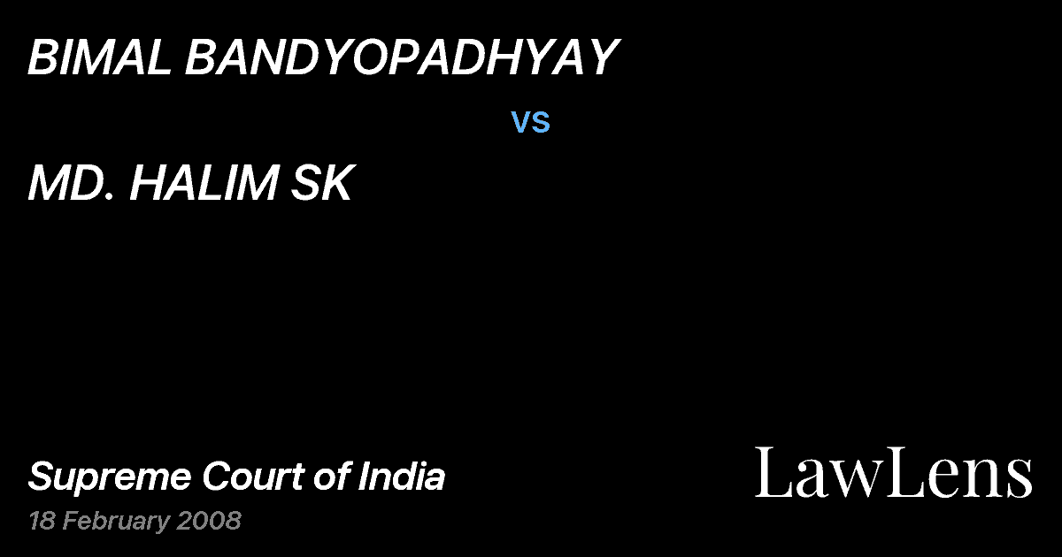 Preview image for BIMAL BANDYOPADHYAY vs. MD. HALIM SK