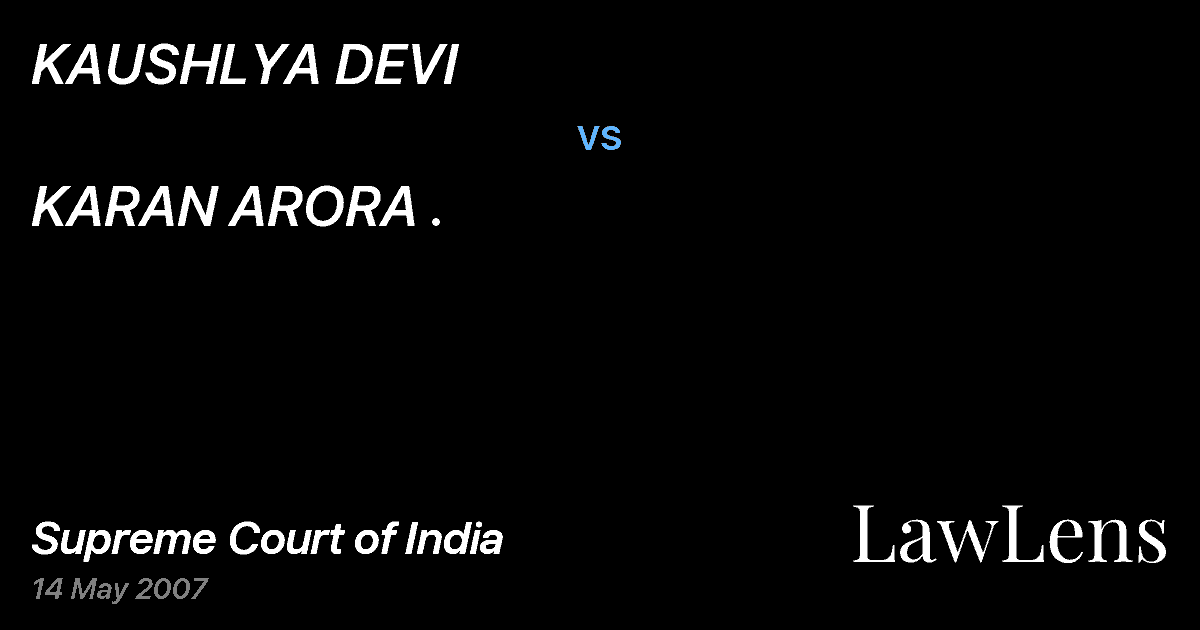Preview image for KAUSHLYA DEVI vs. KARAN ARORA .