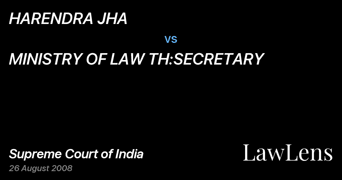 Preview image for HARENDRA JHA vs. MINISTRY OF LAW TH:SECRETARY