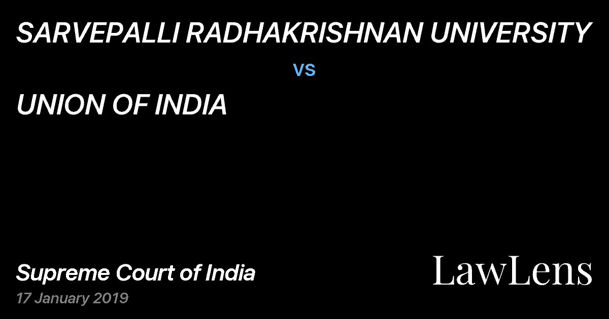 Preview image for SARVEPALLI RADHAKRISHNAN UNIVERSITY vs. UNION OF INDIA