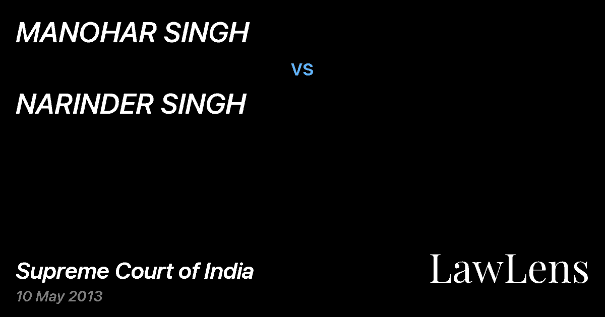Preview image for MANOHAR SINGH vs. NARINDER SINGH