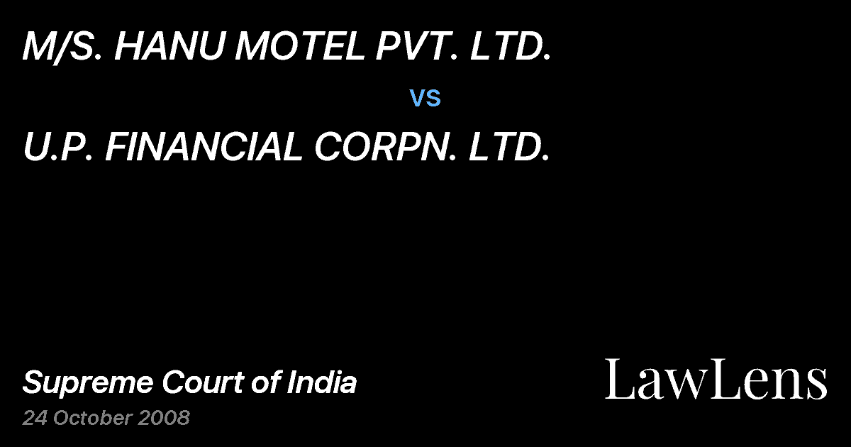 Preview image for M/S. HANU MOTEL PVT. LTD. vs. U.P. FINANCIAL CORPN. LTD.