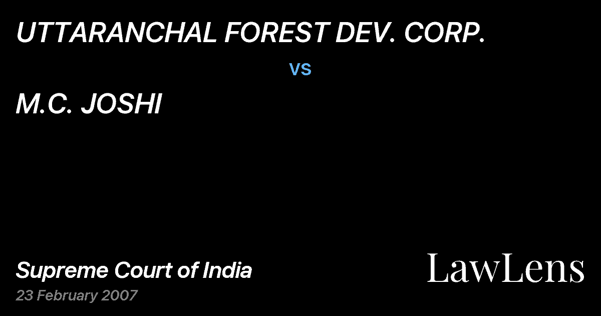 Preview image for UTTARANCHAL FOREST DEV. CORP. vs. M.C. JOSHI
