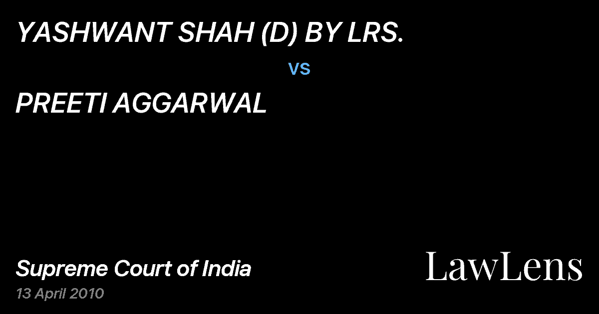 Preview image for YASHWANT SHAH (D) BY LRS. vs. PREETI AGGARWAL