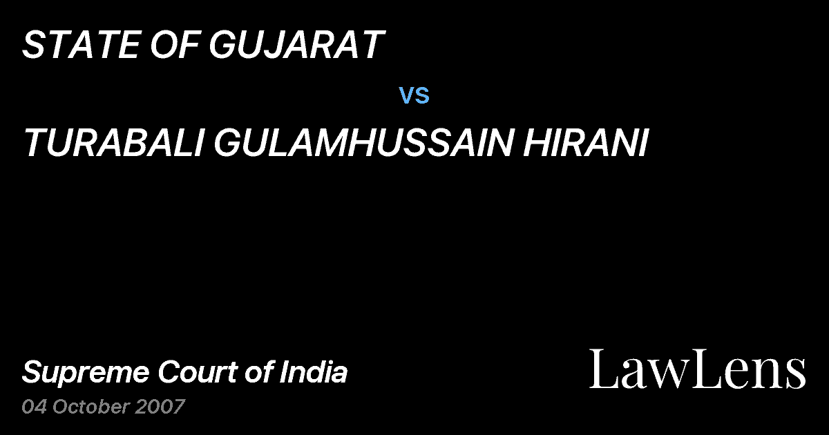Preview image for STATE OF GUJARAT vs. TURABALI GULAMHUSSAIN HIRANI