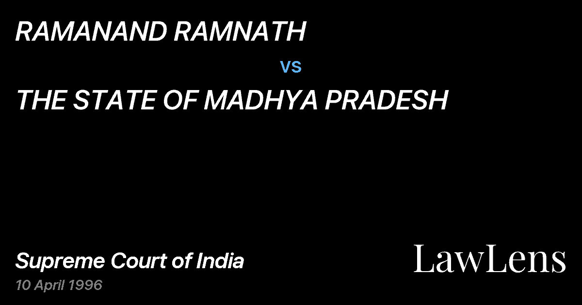 Preview image for RAMANAND RAMNATH vs. THE STATE OF MADHYA PRADESH
