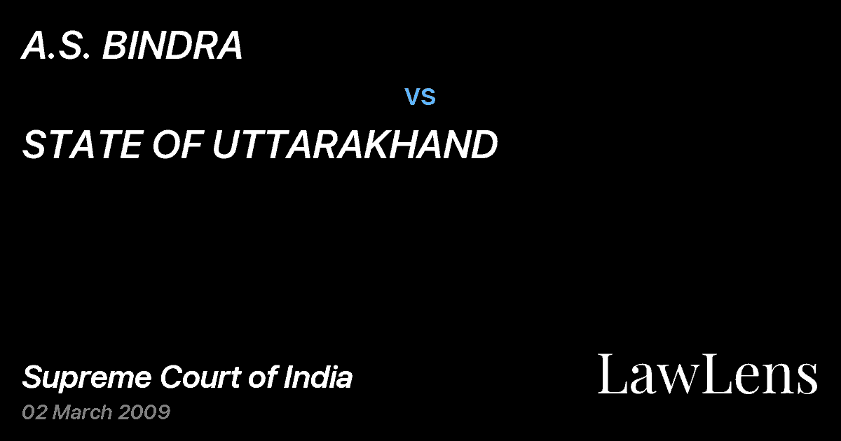 Preview image for A.S. BINDRA vs. STATE OF UTTARAKHAND