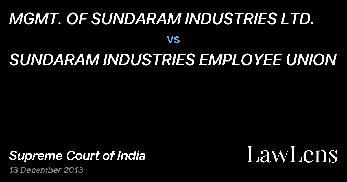 Preview image for MGMT. OF SUNDARAM INDUSTRIES LTD. vs. SUNDARAM INDUSTRIES EMPLOYEE UNION