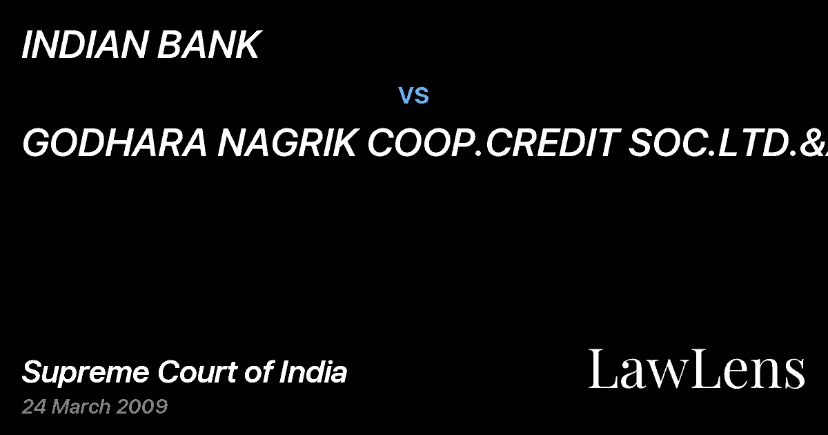 Preview image for INDIAN BANK vs. GODHARA NAGRIK COOP.CREDIT SOC.LTD.&ANR.