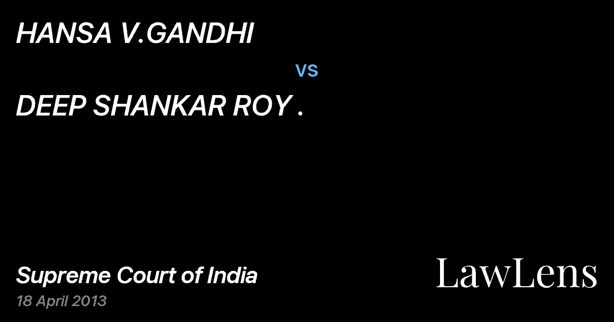 Preview image for HANSA V.GANDHI vs. DEEP SHANKAR ROY .