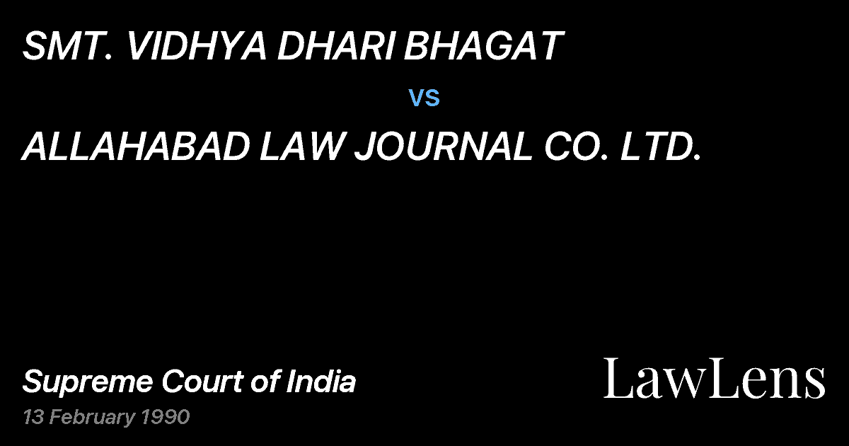 Preview image for SMT. VIDHYA DHARI BHAGAT vs. ALLAHABAD LAW JOURNAL CO. LTD.