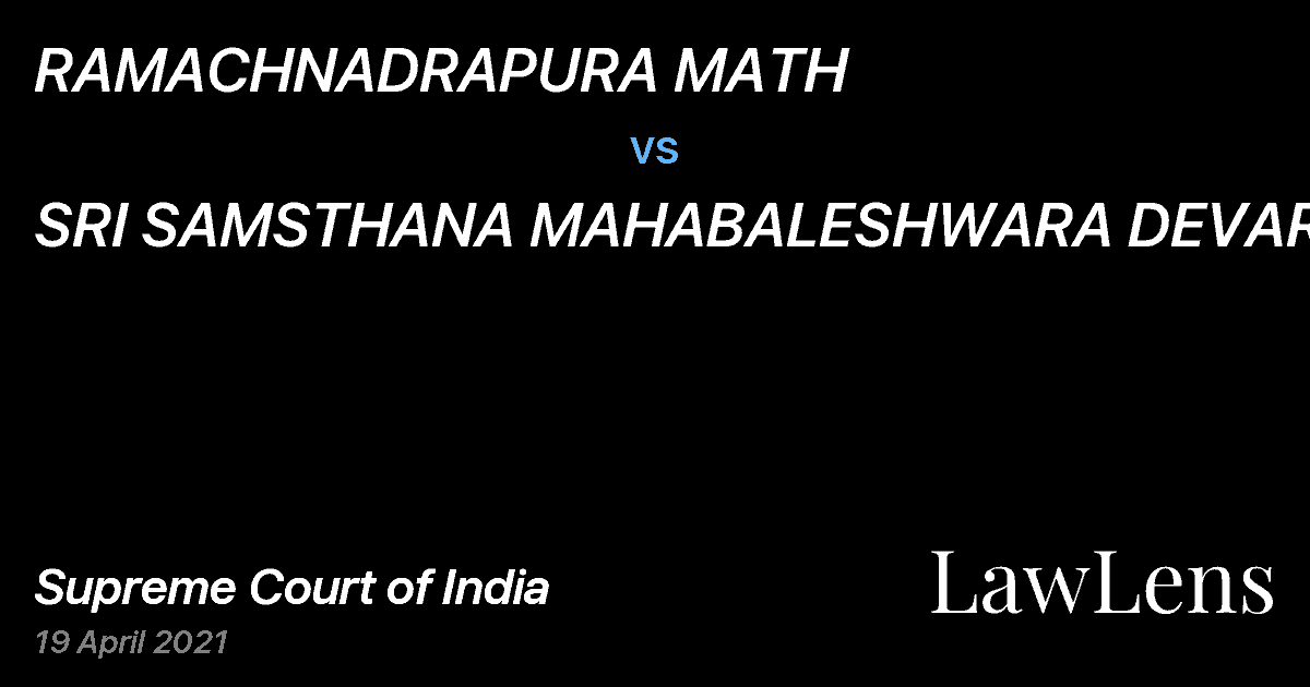 Preview image for RAMACHNADRAPURA MATH vs. SRI SAMSTHANA MAHABALESHWARA DEVARU
