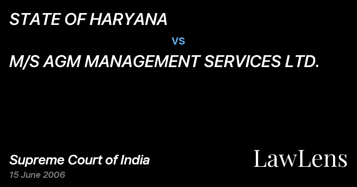 Preview image for STATE OF HARYANA vs. M/S AGM MANAGEMENT SERVICES LTD.