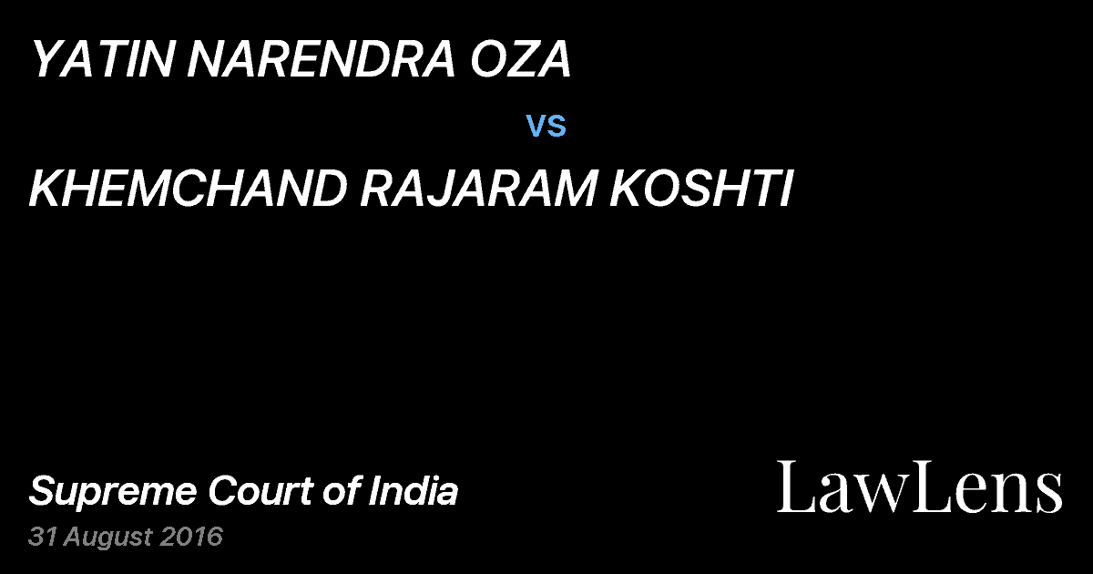 Preview image for YATIN NARENDRA OZA vs. KHEMCHAND RAJARAM KOSHTI