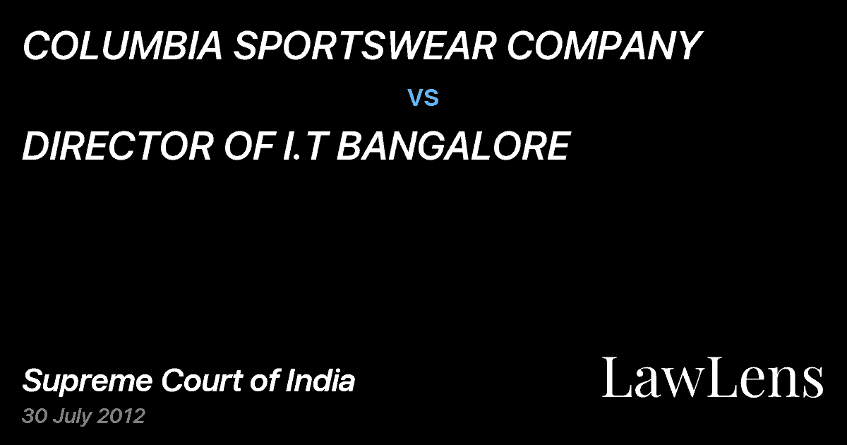Preview image for COLUMBIA SPORTSWEAR COMPANY vs. DIRECTOR OF I.T BANGALORE