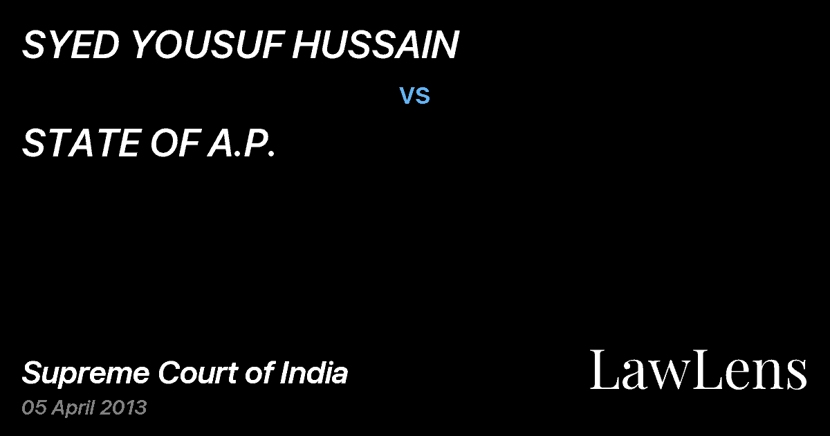 Preview image for SYED YOUSUF HUSSAIN vs. STATE OF A.P.