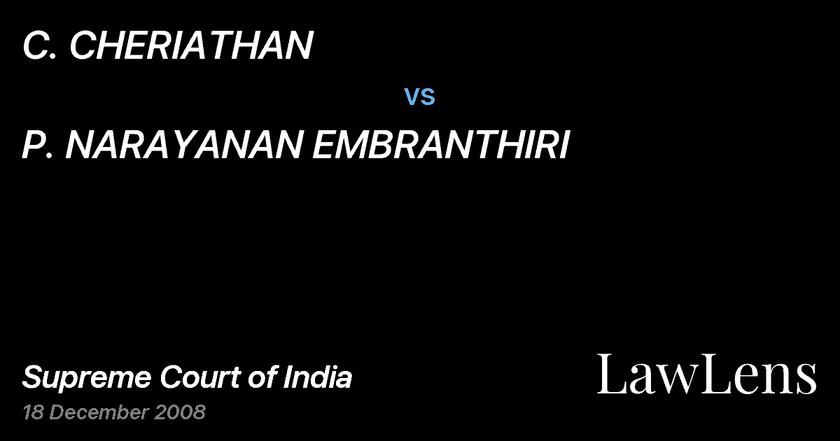 Preview image for C. CHERIATHAN vs. P. NARAYANAN EMBRANTHIRI