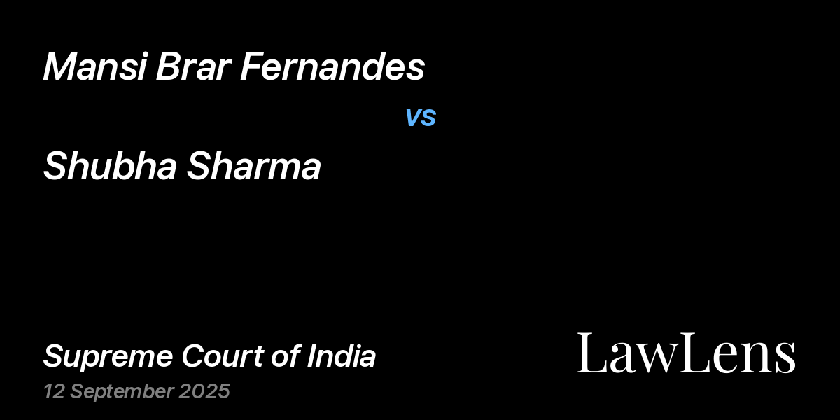 Preview image for Mansi Brar Fernandes vs. Shubha Sharma