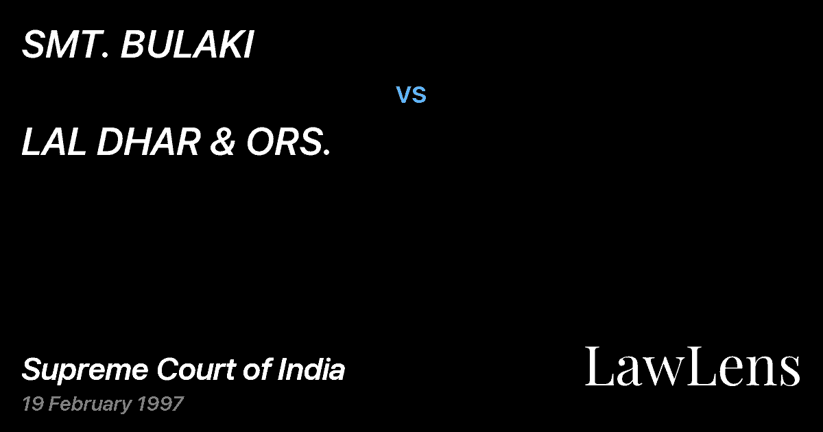 Preview image for SMT. BULAKI vs. LAL DHAR & ORS.