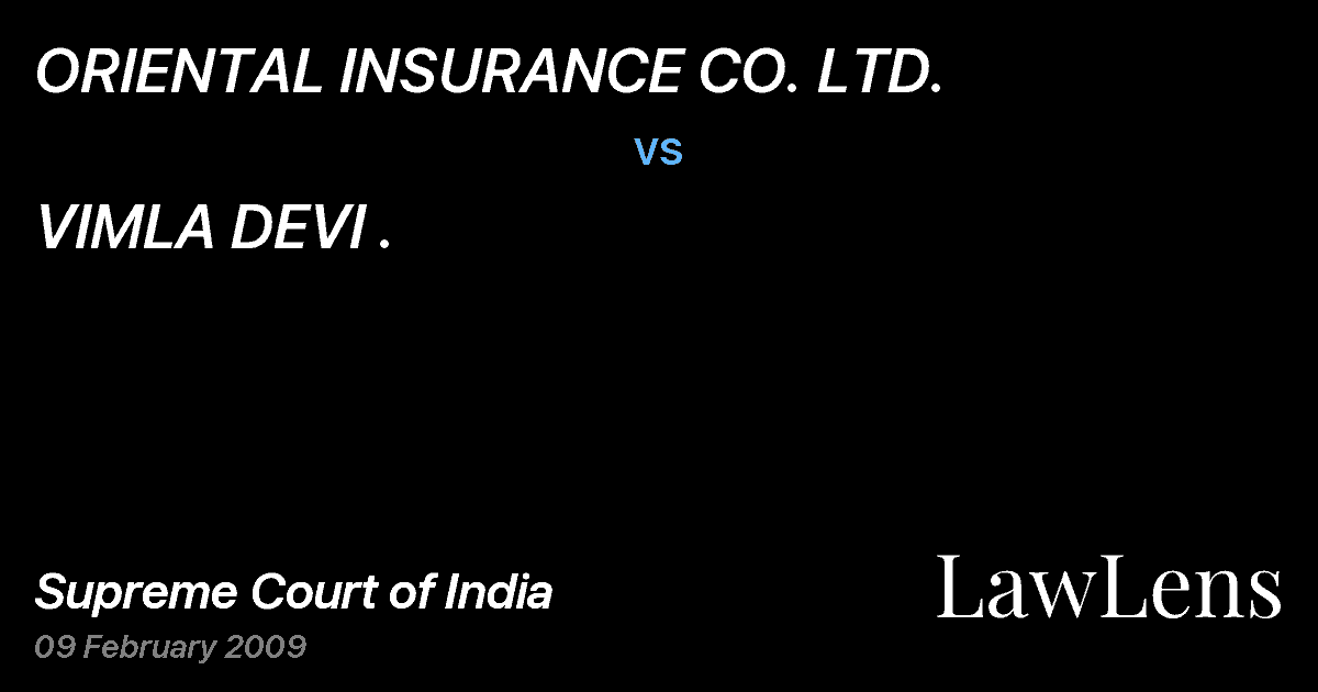 Preview image for ORIENTAL INSURANCE CO. LTD. vs. VIMLA DEVI .