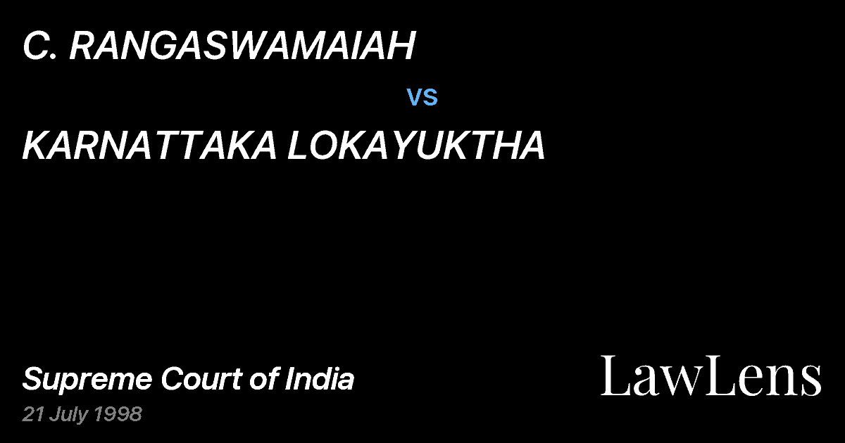 Preview image for C. RANGASWAMAIAH vs. KARNATTAKA LOKAYUKTHA