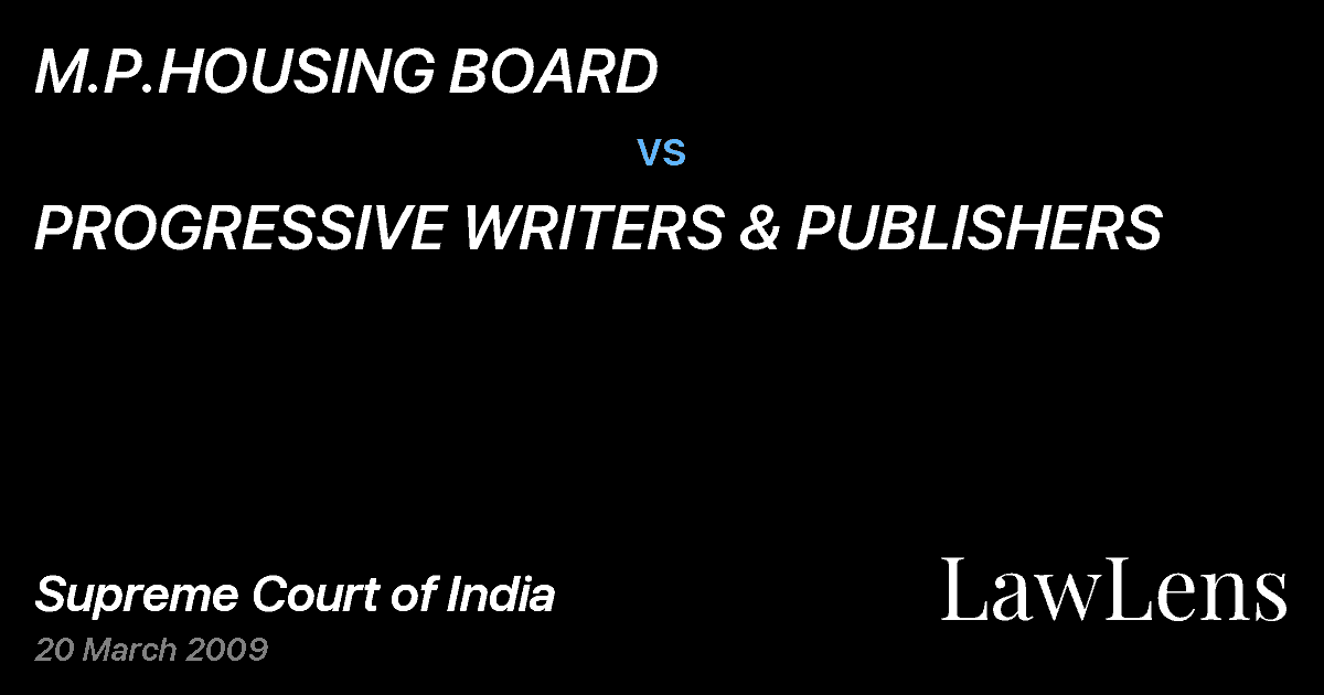 Preview image for M.P.HOUSING BOARD vs. PROGRESSIVE WRITERS & PUBLISHERS