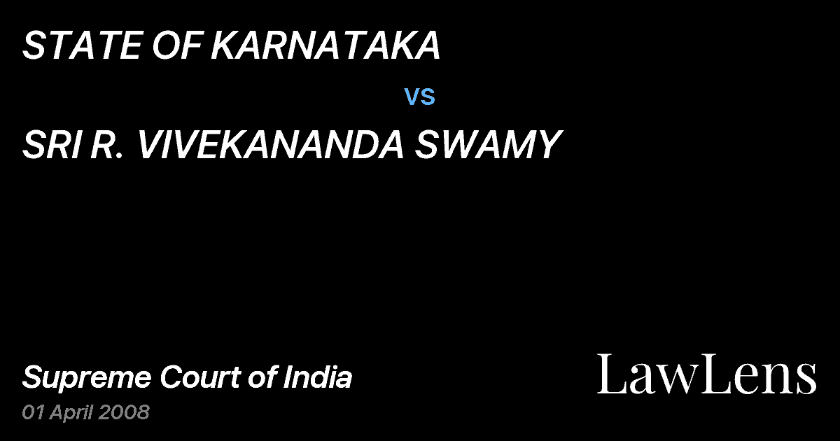 Preview image for STATE OF KARNATAKA vs. SRI R. VIVEKANANDA SWAMY