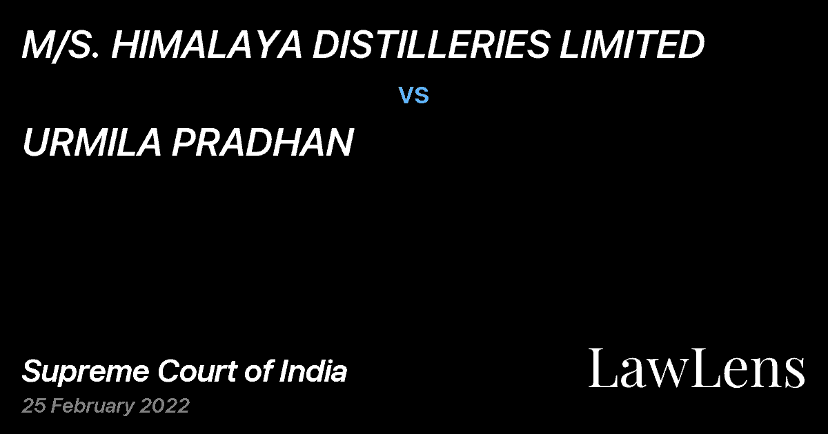 Preview image for M/S. HIMALAYA DISTILLERIES LIMITED vs. URMILA PRADHAN