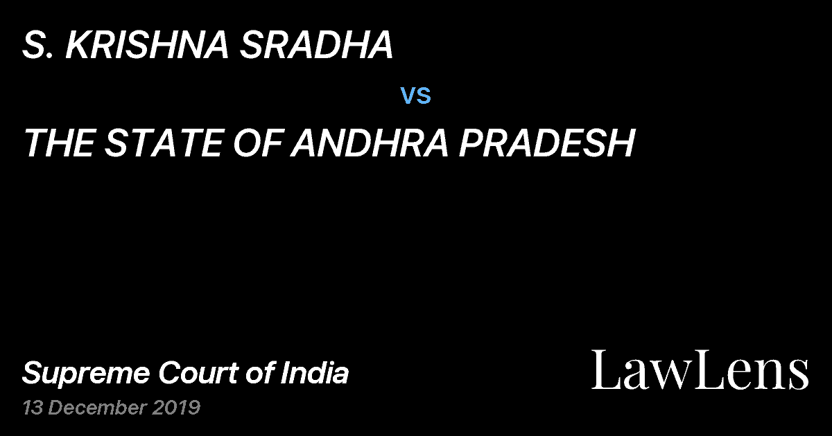 Preview image for S. KRISHNA SRADHA vs. THE STATE OF ANDHRA PRADESH
