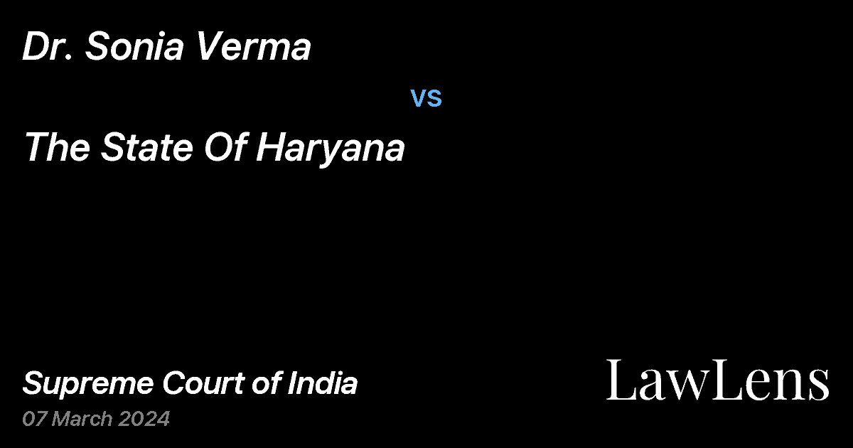 Preview image for Dr. Sonia Verma vs. The State Of Haryana