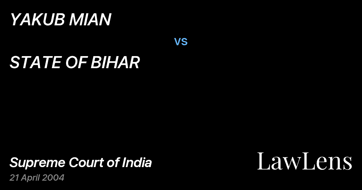 Preview image for YAKUB MIAN vs. STATE OF BIHAR