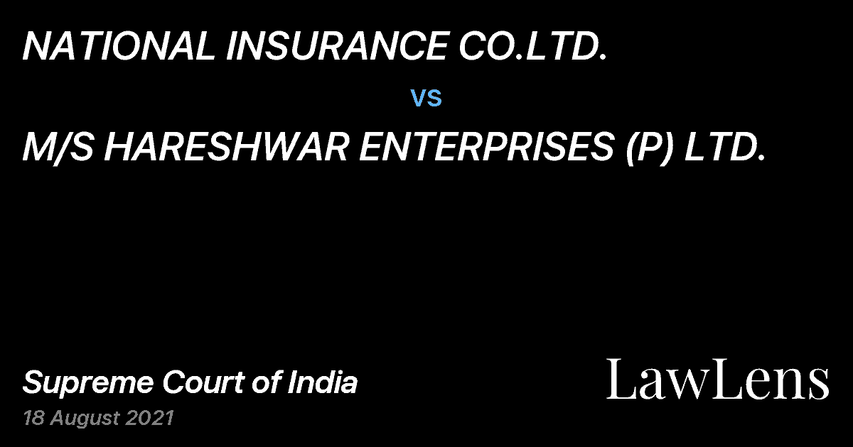 Preview image for NATIONAL INSURANCE CO.LTD. vs. M/S HARESHWAR ENTERPRISES (P) LTD.