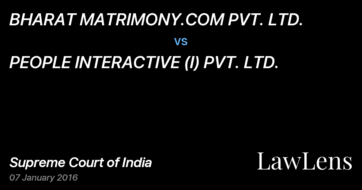 Preview image for BHARAT MATRIMONY.COM PVT. LTD. vs. PEOPLE INTERACTIVE (I) PVT. LTD.