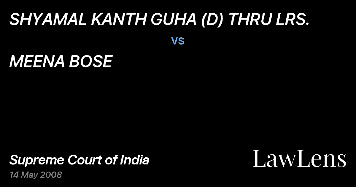 Preview image for SHYAMAL KANTH GUHA (D) THRU LRS. vs. MEENA BOSE