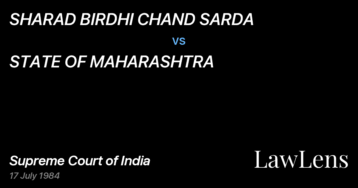 Preview image for SHARAD BIRDHI CHAND SARDA vs. STATE OF MAHARASHTRA