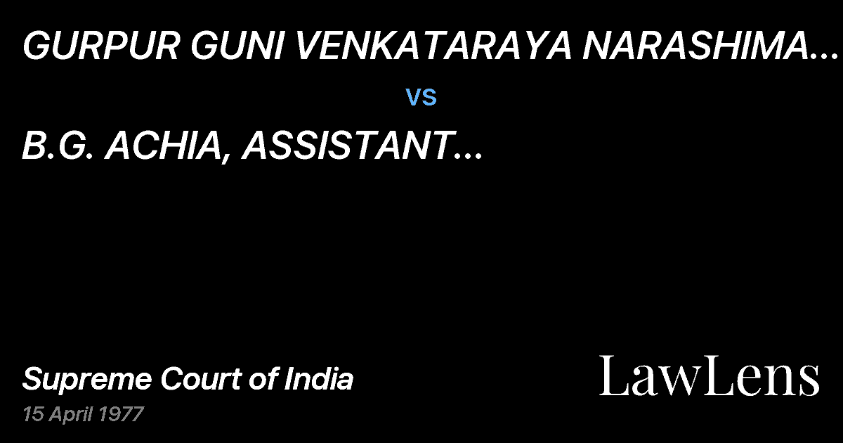 Preview image for GURPUR GUNI VENKATARAYA NARASHIMA PRABHU& ORS. vs. B.G.  ACHIA, ASSISTANT COMMISSIONER, HINDURELIGIOUS AND CHA