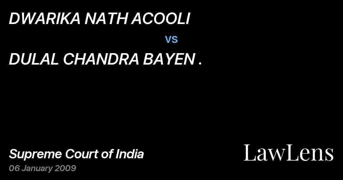 Preview image for DWARIKA NATH ACOOLI vs. DULAL CHANDRA BAYEN .