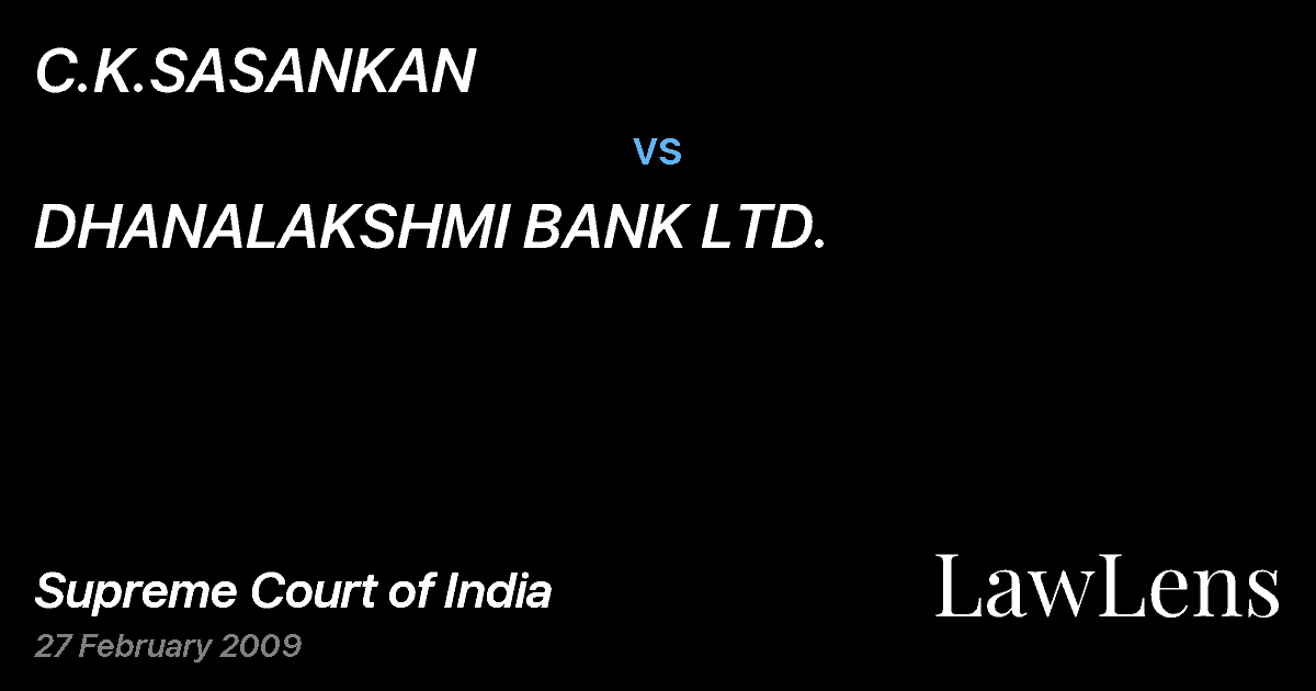 Preview image for C.K.SASANKAN vs. DHANALAKSHMI BANK LTD.