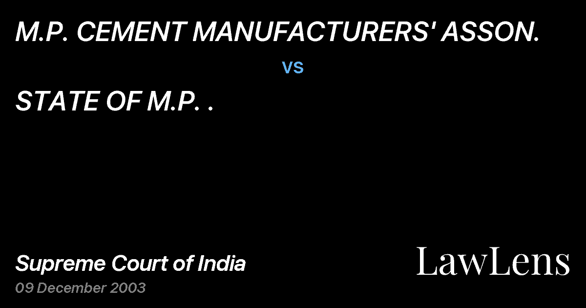 Preview image for M.P. CEMENT MANUFACTURERS' ASSON. vs. STATE OF M.P. .