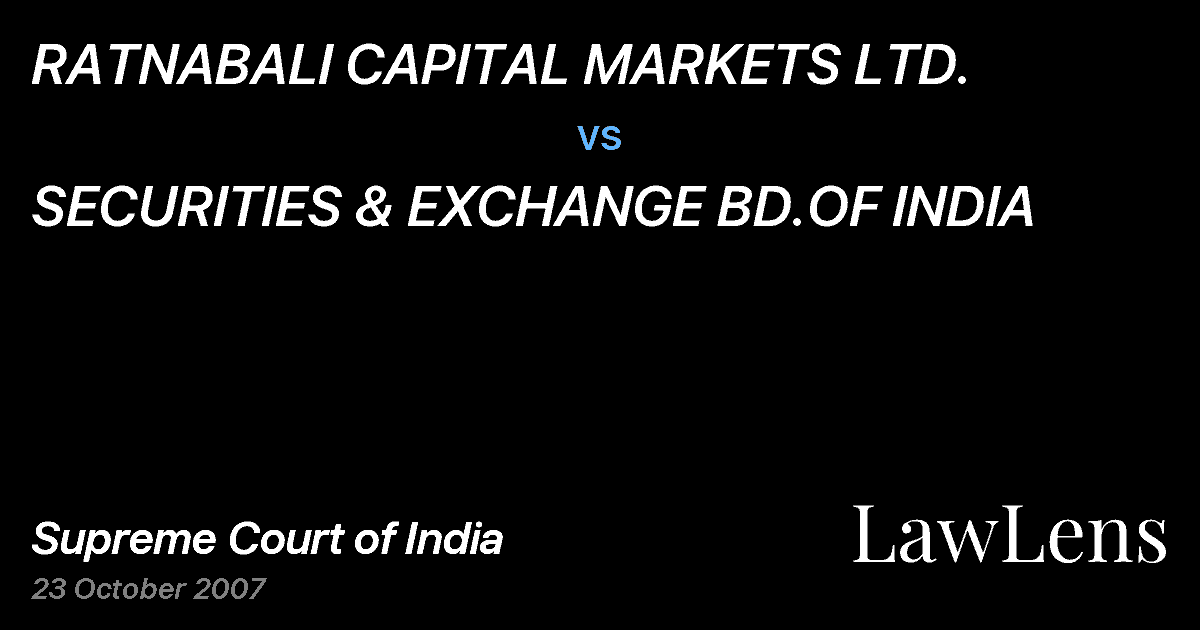 Preview image for RATNABALI CAPITAL MARKETS LTD. vs. SECURITIES & EXCHANGE BD.OF INDIA