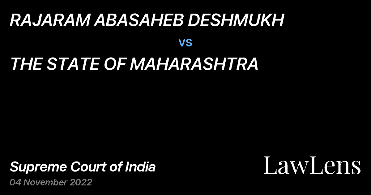 Preview image for RAJARAM ABASAHEB DESHMUKH vs. THE STATE OF MAHARASHTRA