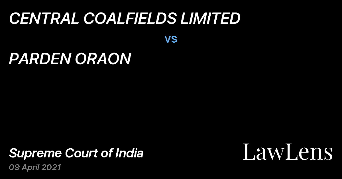 Preview image for CENTRAL COALFIELDS LIMITED vs. PARDEN ORAON