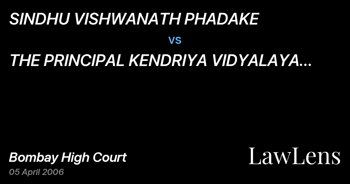 Preview image for SINDHU VISHWANATH PHADAKE vs. THE PRINCIPAL KENDRIYA VIDYALAYA GANESH KHIND, & ORS.