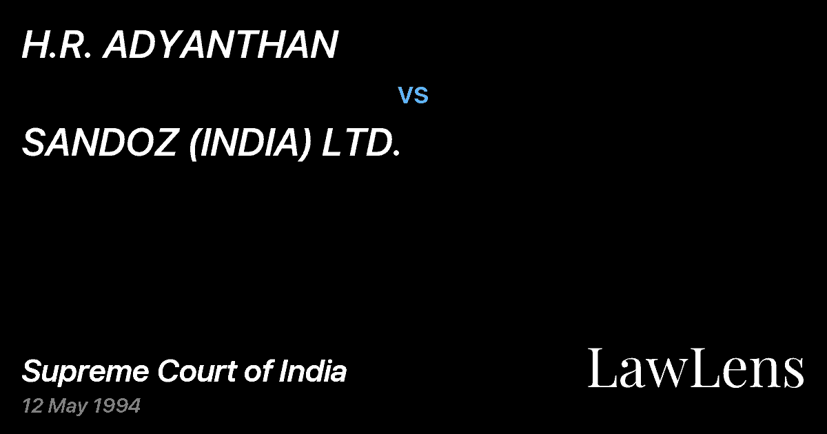 Preview image for H.R. ADYANTHAN vs. SANDOZ (INDIA) LTD.
