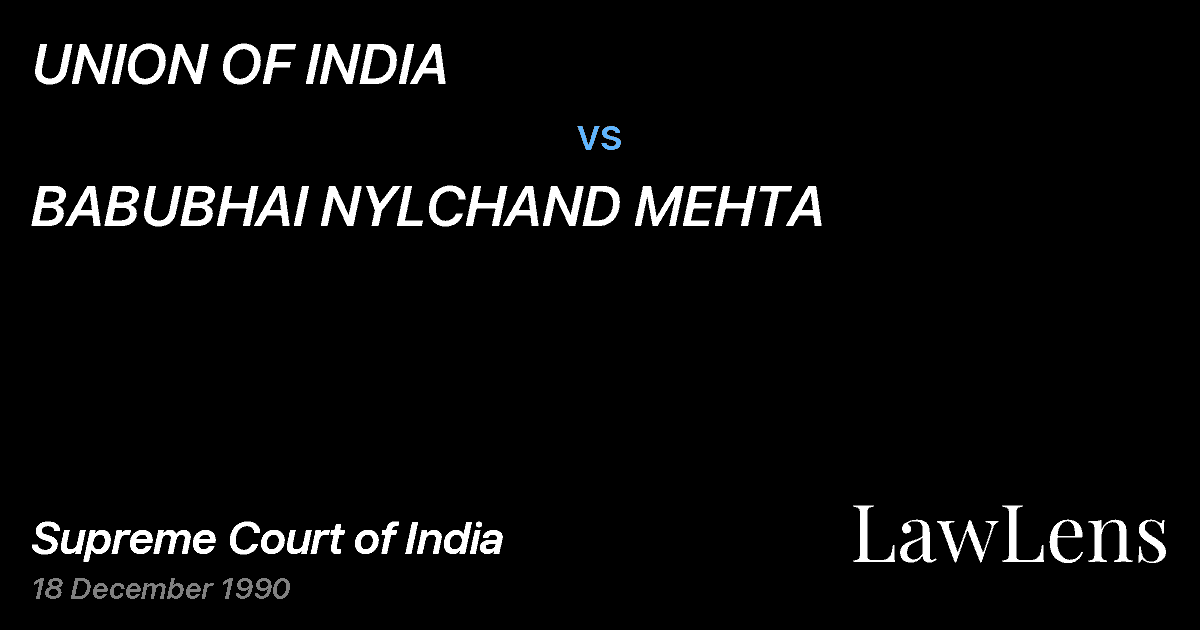 Preview image for UNION OF INDIA vs. BABUBHAI NYLCHAND MEHTA