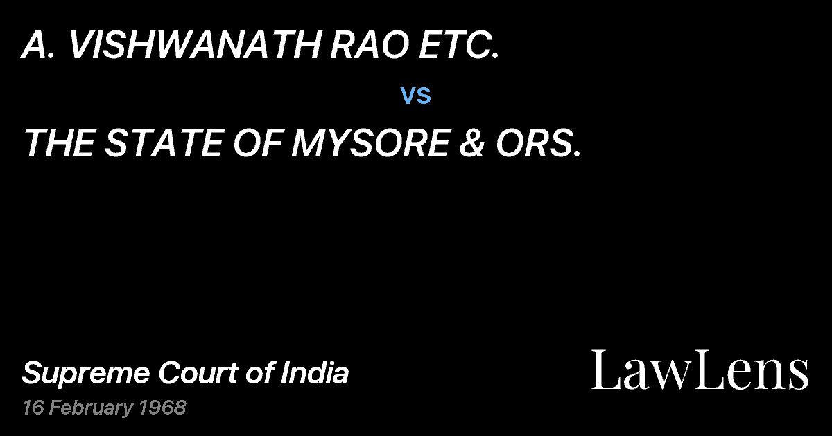 Preview image for A. VISHWANATH RAO ETC. vs. THE STATE OF MYSORE & ORS.